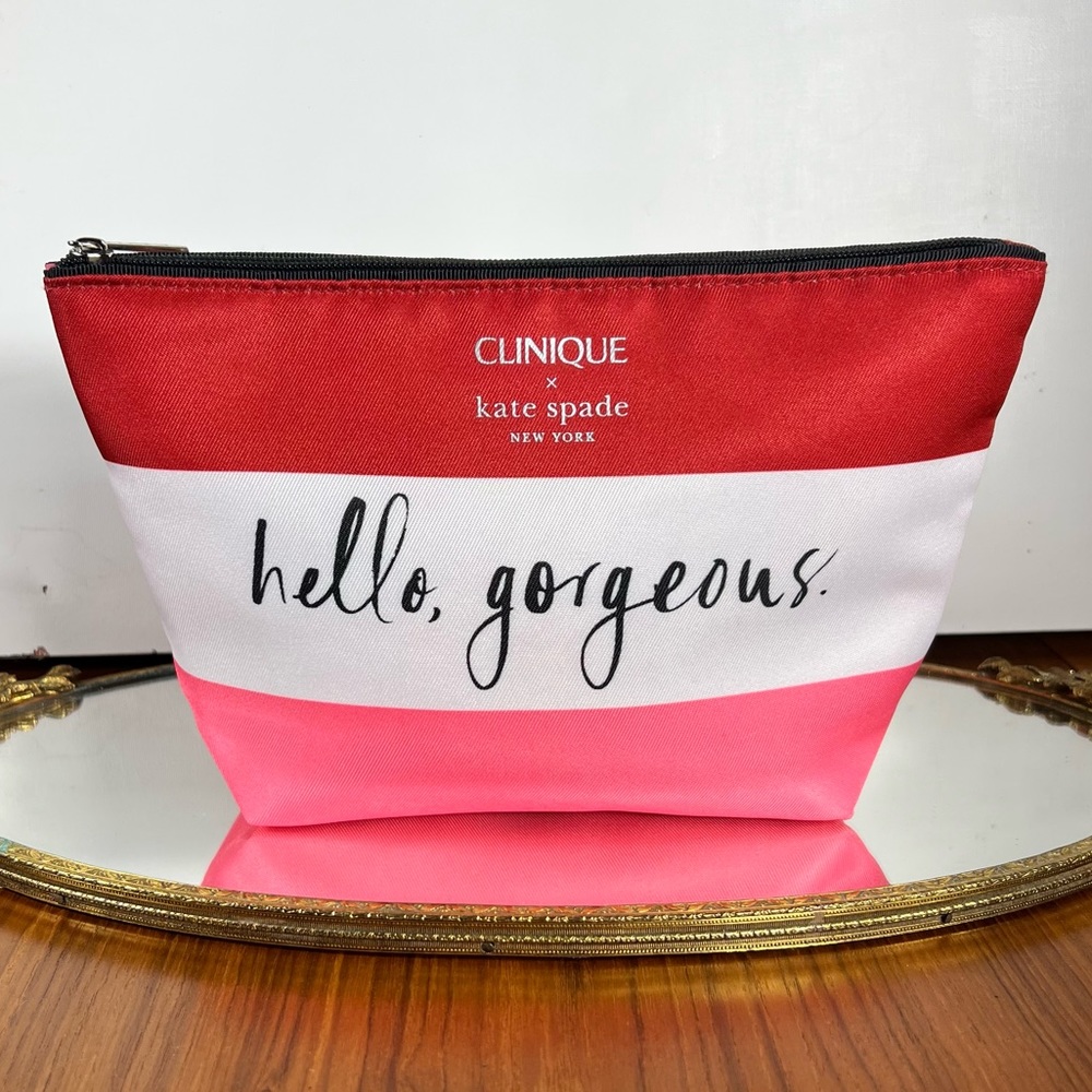 Clinique Kate Spade Cosmetic Bag Red/Pink Excellent Condition